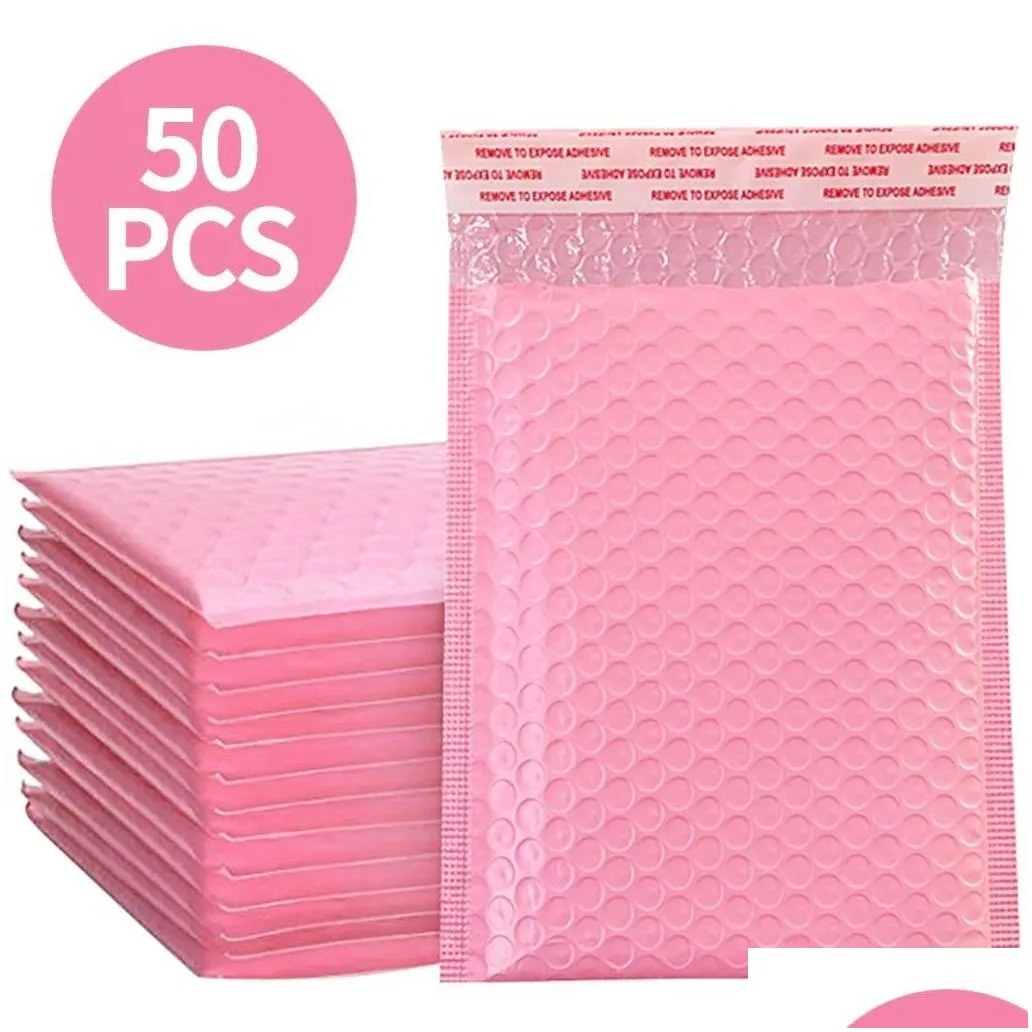 wholesale 50pcs Bubble Mailers Padded Envelopes Pearl film Gift Present Mail Envelope Bag For Book Magazine Lined Mailer Self Seal