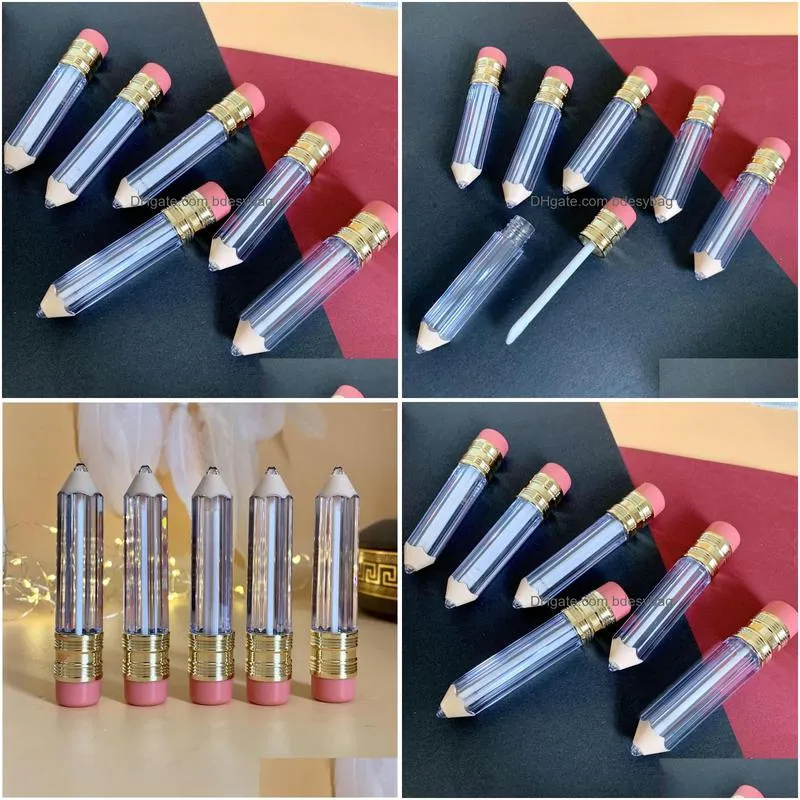 Storage Bottles & Jars Storage Bottles 50Pcs 5Ml Empty Lip Gloss Tube Container Clear Tubes Pencil Shape Lipstick Refillable Lipgloss Dhucc