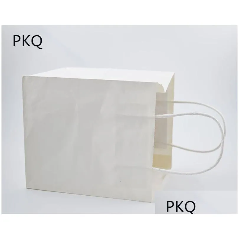 Gift Wrap 30pcs White/Brown Kraft Paper Bag Small Bags With Handles Baking Cookie/Bread Packaging Takeaway 15x15x17cm1