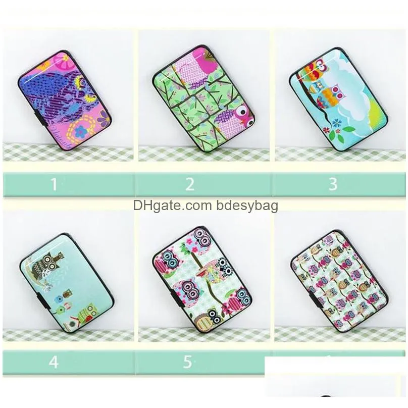 2017 cute owl printed wallet case credit card holder 7 cards slots theft proof with extra security layers lz0509