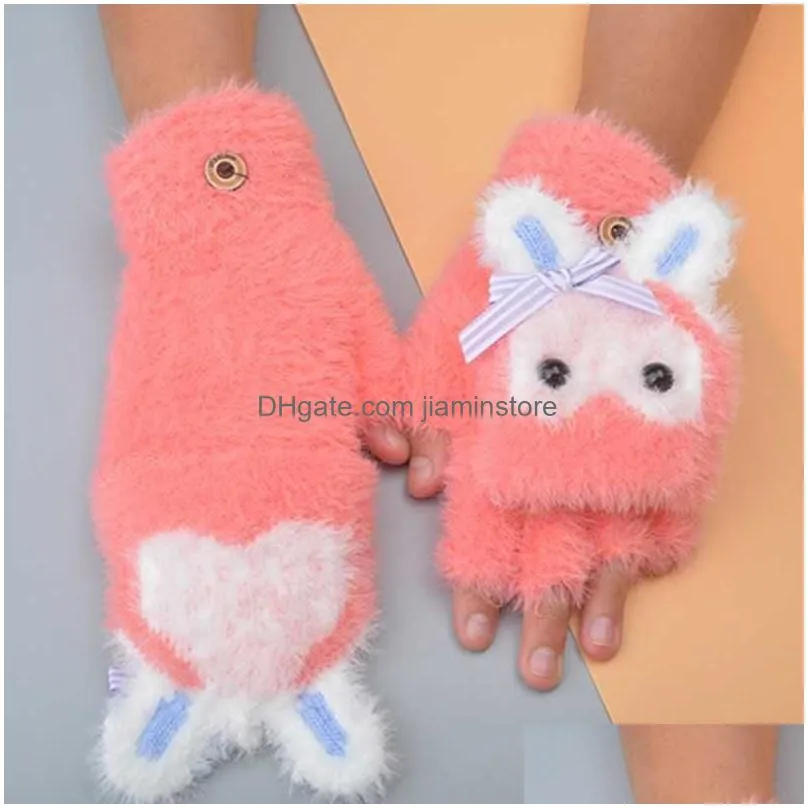 Fingerless Gloves Fingerless Gloves Childrens Half-Finger Boys And Girls In Winter Keep Warm Cute Children Write Five Fingers. L221020 Dhqbo