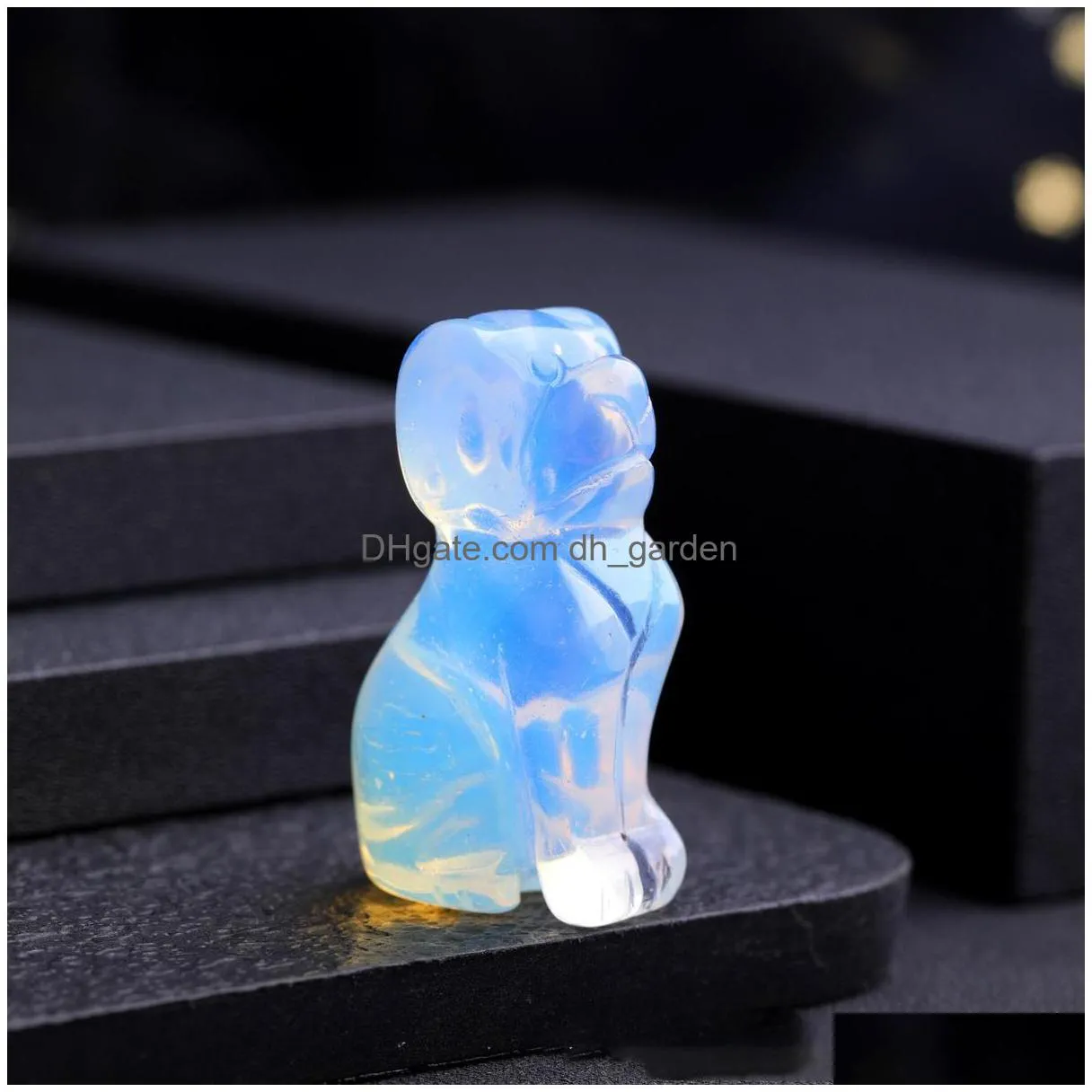 Stone Dog Statue Natural Stone Crystal Carved Healing Animal Figurine Reiki Gemstone Crafts Home Decoration Holiday Drop Del Dhgarden Dhzdg