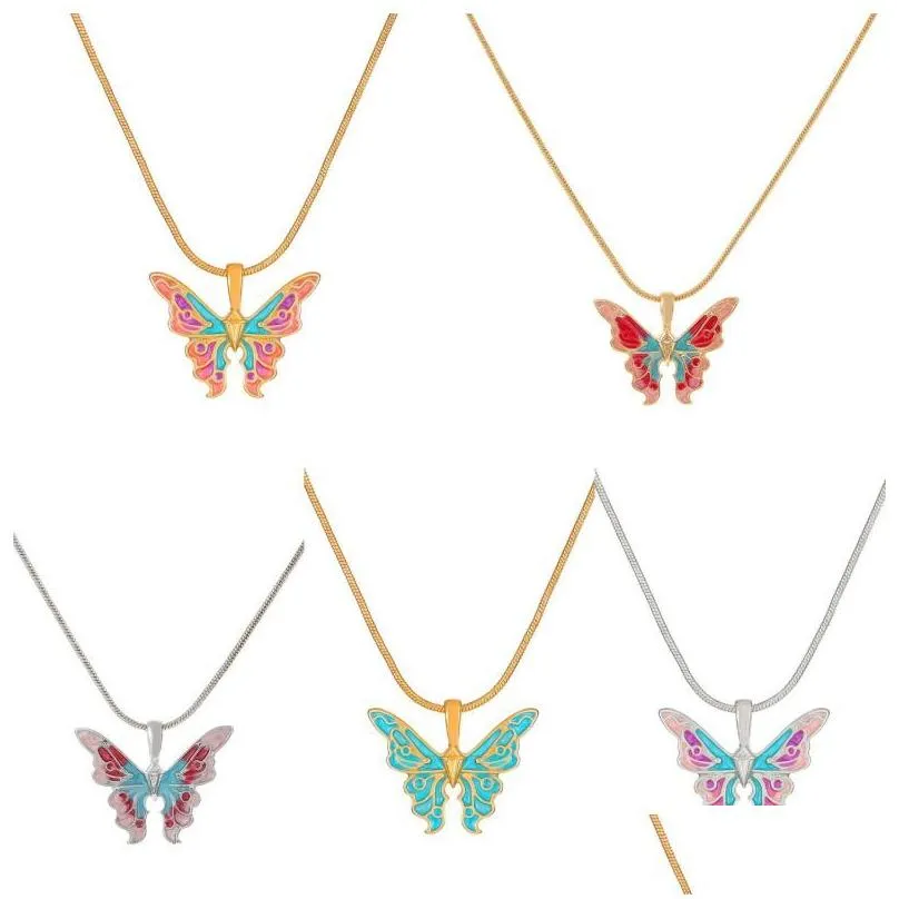 Pendant Necklaces Butterfly Pendant Necklace For Women Dainty Simple Animal Necklaces Christmas Gift Drop Delivery Jewelry Necklaces P Dhitb