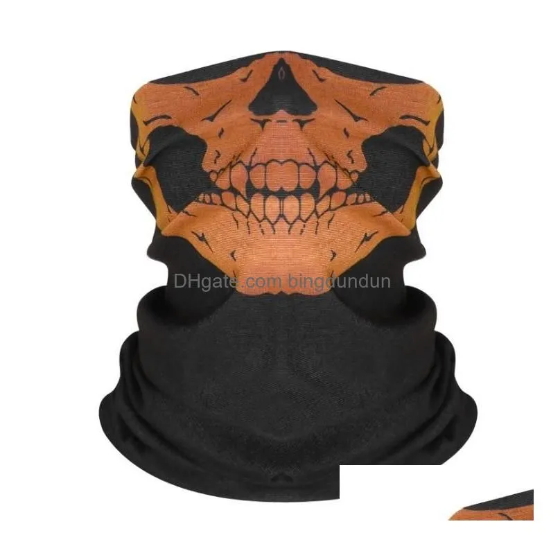 Party Masks Uni Halloween Cosplay Bicycle Ski Skl Half Face Mask Ghost Scarf Bandana Neck Warmer Party Headband Magic Turban Drop Deli Dhkm3
