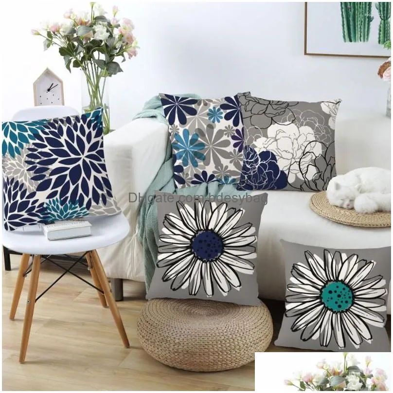 Cushion/Decorative Pillow Pillow Sun Floral Throw Er Flower Pattern Ers Stylish Home Decor For Sofa Bedroom Office With Den Long-Term Dhmpr