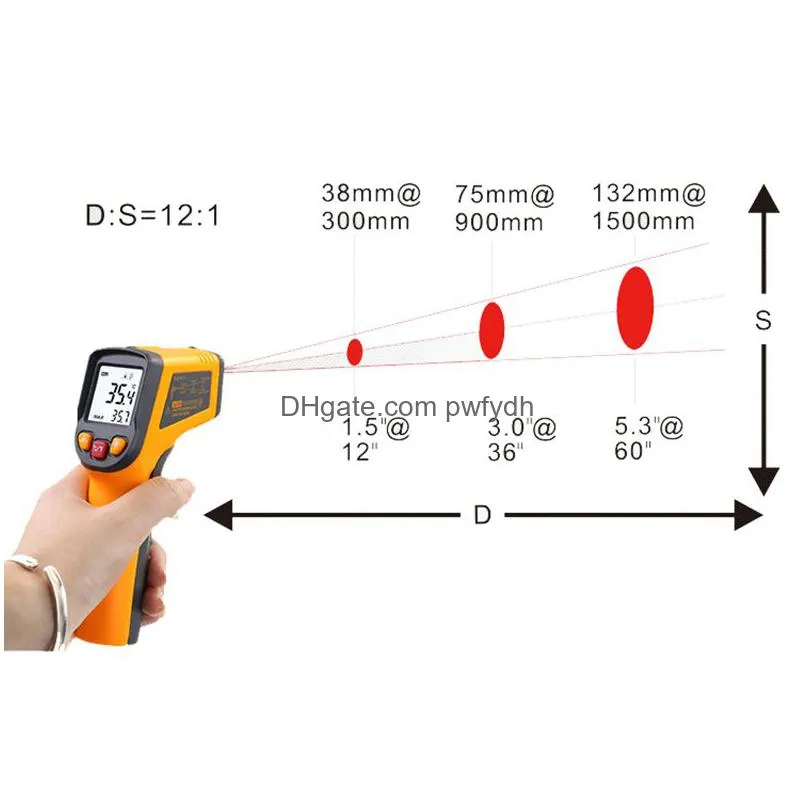 wholesale non contact digital laser infrared thermometer temperature instruments -50-400ﾰc temperature pyrometer ir laser point gun tester