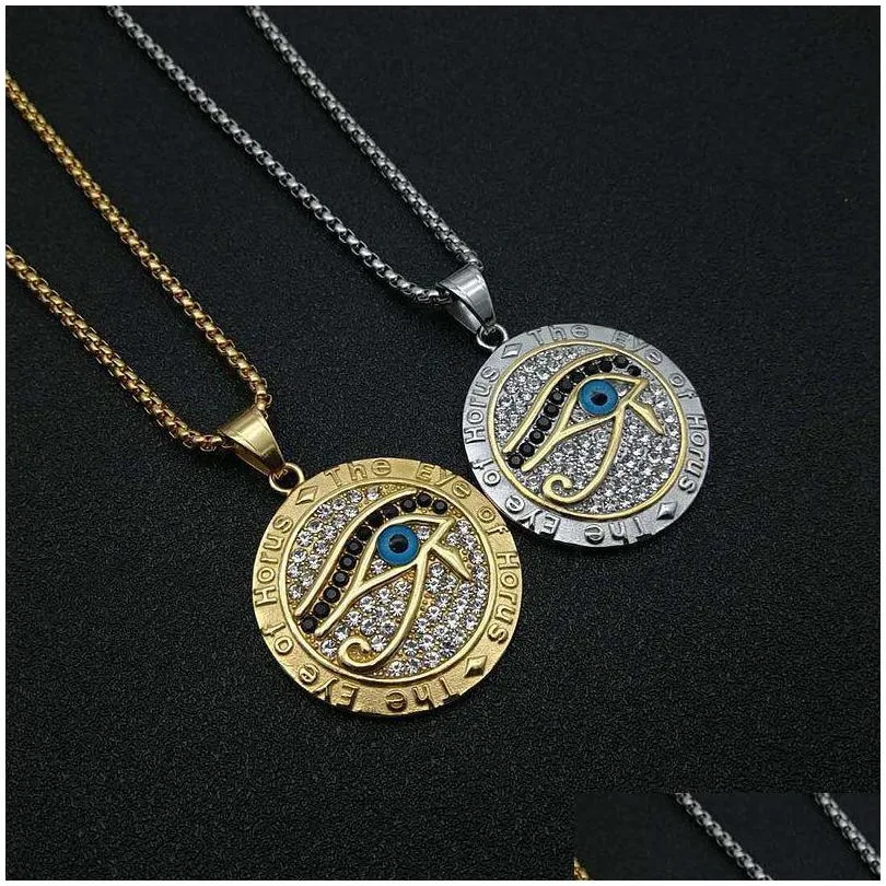 Pendant Necklaces The Eye Of Horus Necklace Stainless Steel Pendant Necklaces For Women Men Fashion Jewelry Drop Delivery Jewelry Neck Dhjae