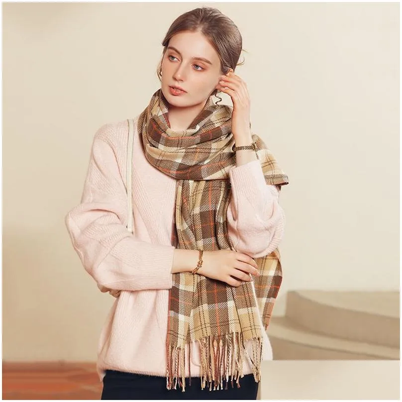 Scarves Fashion Long Shawl Winter/Fall Warm Plaid Scarves Large Blanket Wrap Drop Delivery Fashion Accessories Hats, Scarves Gloves Sc Dhbla
