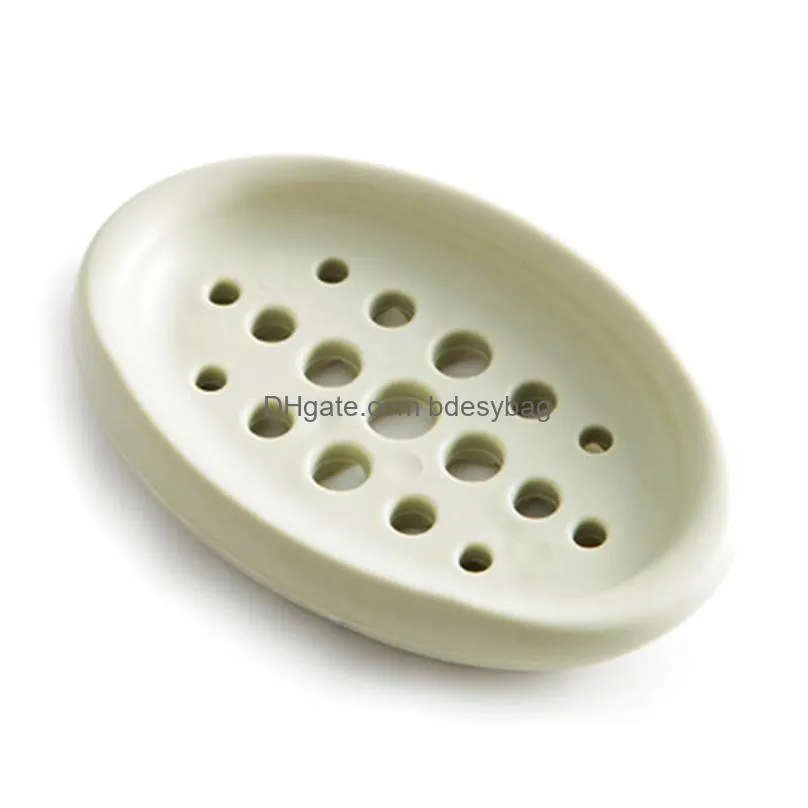 silicone soap dish silicone soap holder case dishes hollowed home travel drain toilet lid bathroom storage box wash shower lz1659