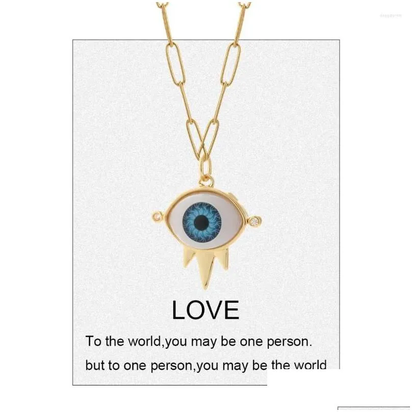 pendant necklaces greek evil blue eye necklace for women gold color turkish womans punk long chains stainless steel link collar