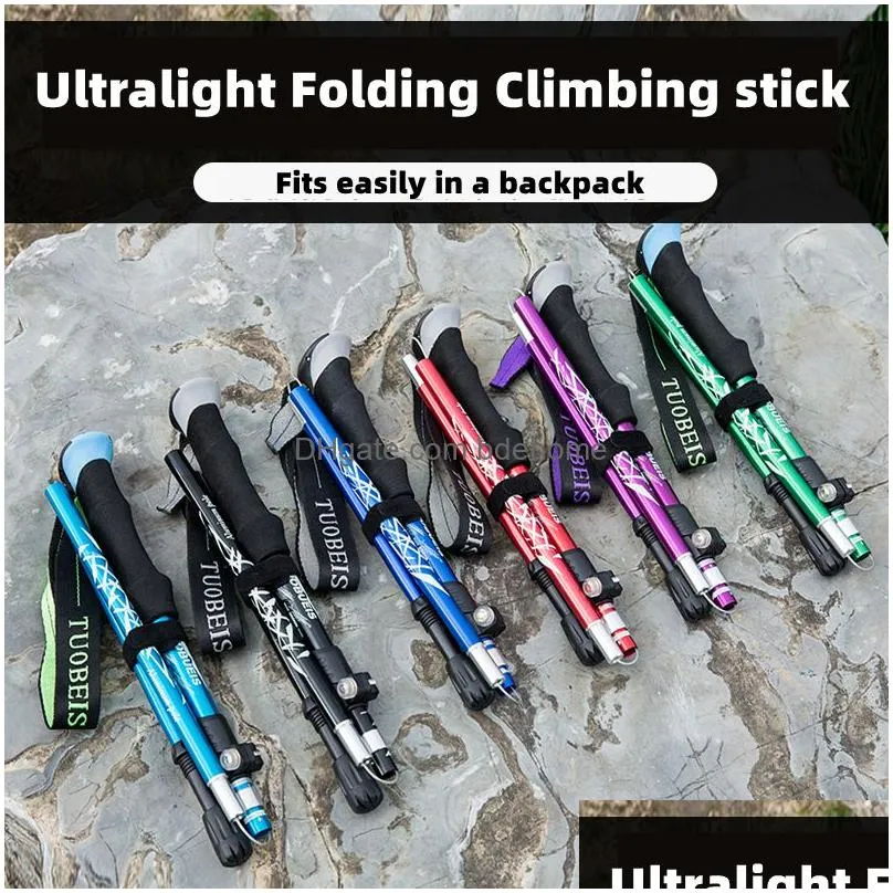 Trekking Poles Trekking Poles 5 Section Tralight Outdoor Fold Hiking Portable Climbing Stick For Nordic Elderly Telescopic Walking 230 Dhkv1