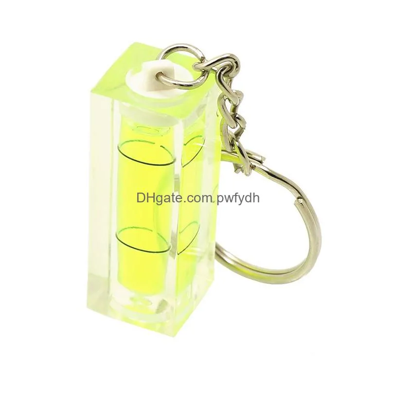 wholesale mini keychain level gauge horizontal beads green color spirit level bubble spirit level square level frame accessories