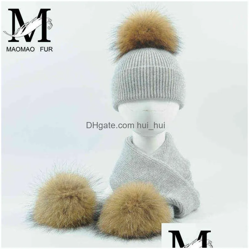 kids knitted scarf and hat set fashion 2 piece toddler baby girls boys solid winter warm fur pom knitted hat black scarf set