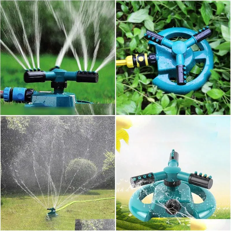 Watering Equipments Garden Automatic Grass Lawn 360 Degree Three Arm Water Sprayer Rotating Nozzle System Supplies