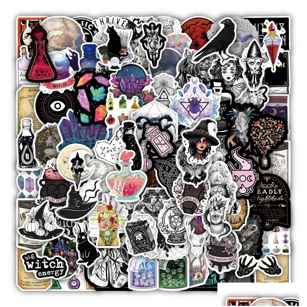 100pcs mixed skateboard stickers witch for car baby scrapbooking pencil case diary phone laptop planner decoration book album kids toys diy