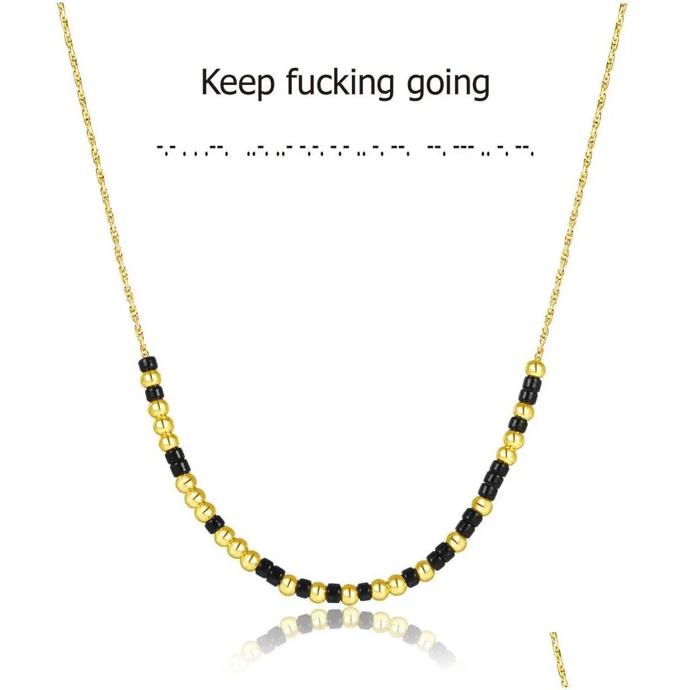 Pendant Necklaces Morse Code Necklace With Card Beads On Silk Mes Friendship Necklaces Inspirational Gifts For Drop Delivery Jewelry N Dh2Hk