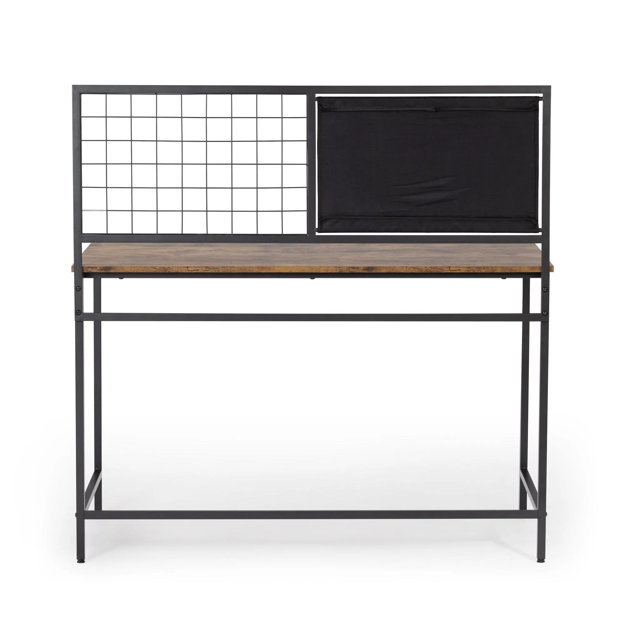 Computer Desk Furniture with Mesh 46.5 inch Study Writing Table for Home Office, Modern Simple Style, Black Metal Frame, Rustic Brown