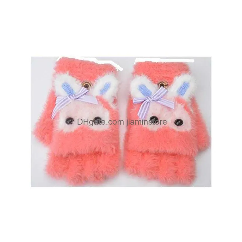 Fingerless Gloves Fingerless Gloves Childrens Half-Finger Boys And Girls In Winter Keep Warm Cute Children Write Five Fingers. L221020 Dhqbo