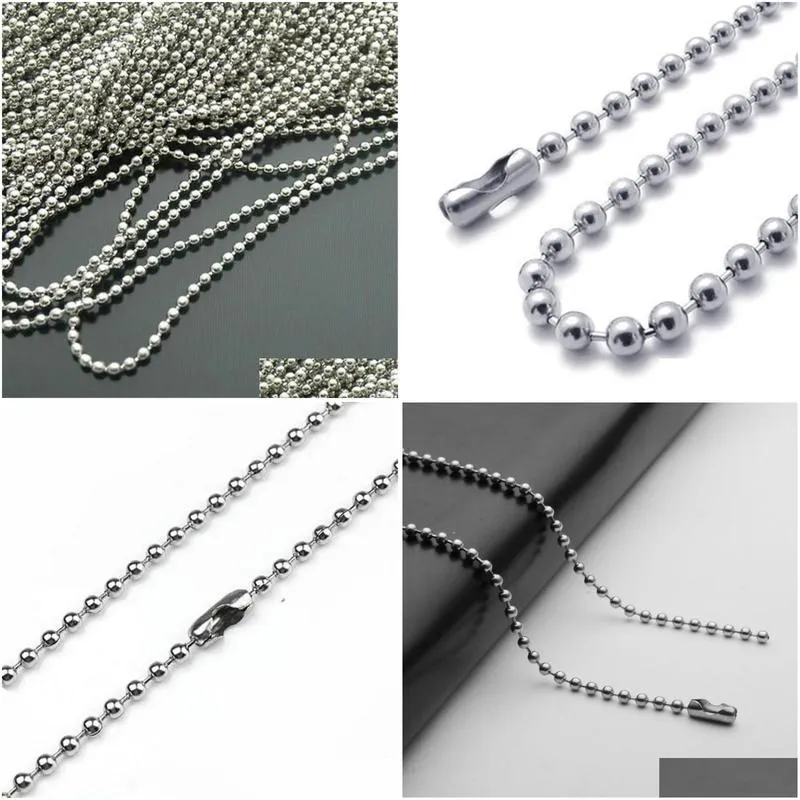Chains 2.4Mm Stainless Steel Beaded Ball Chains Necklace Sier Plated Bead Chain Necklaces Jewelry Gift Drop Delivery Jewelry Necklaces Dhbjl