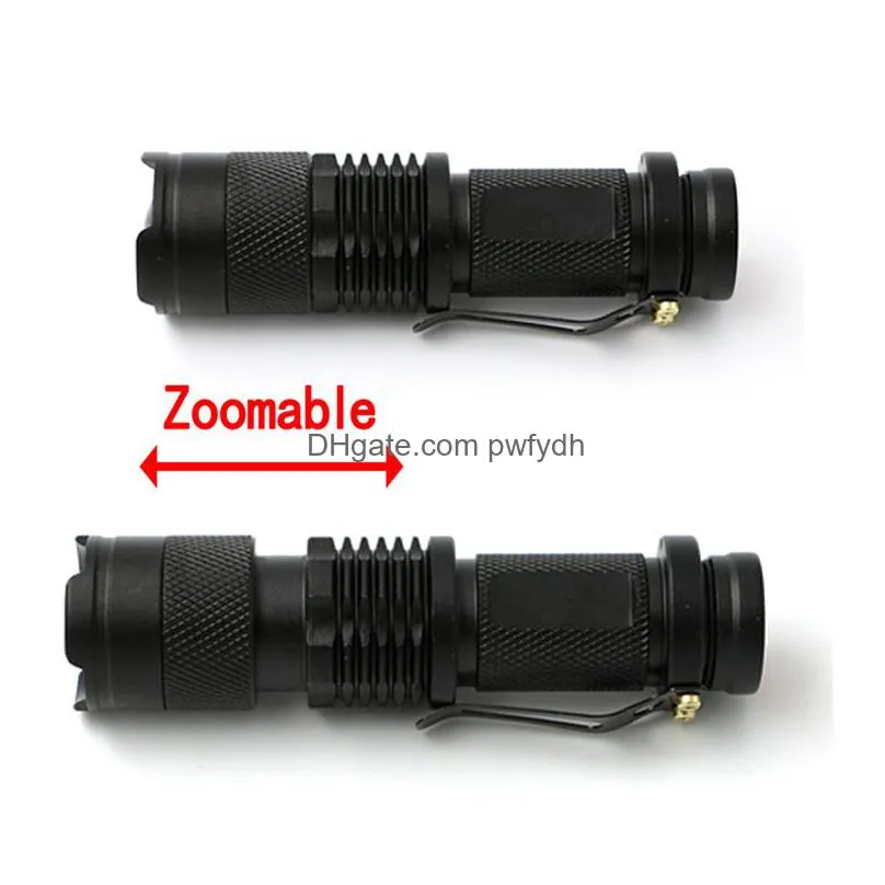 wholesale 7w 300lm sk-68 3modes mini q5 led flashlight torch tactical lamp adjustable focus zoomable light 5 colors