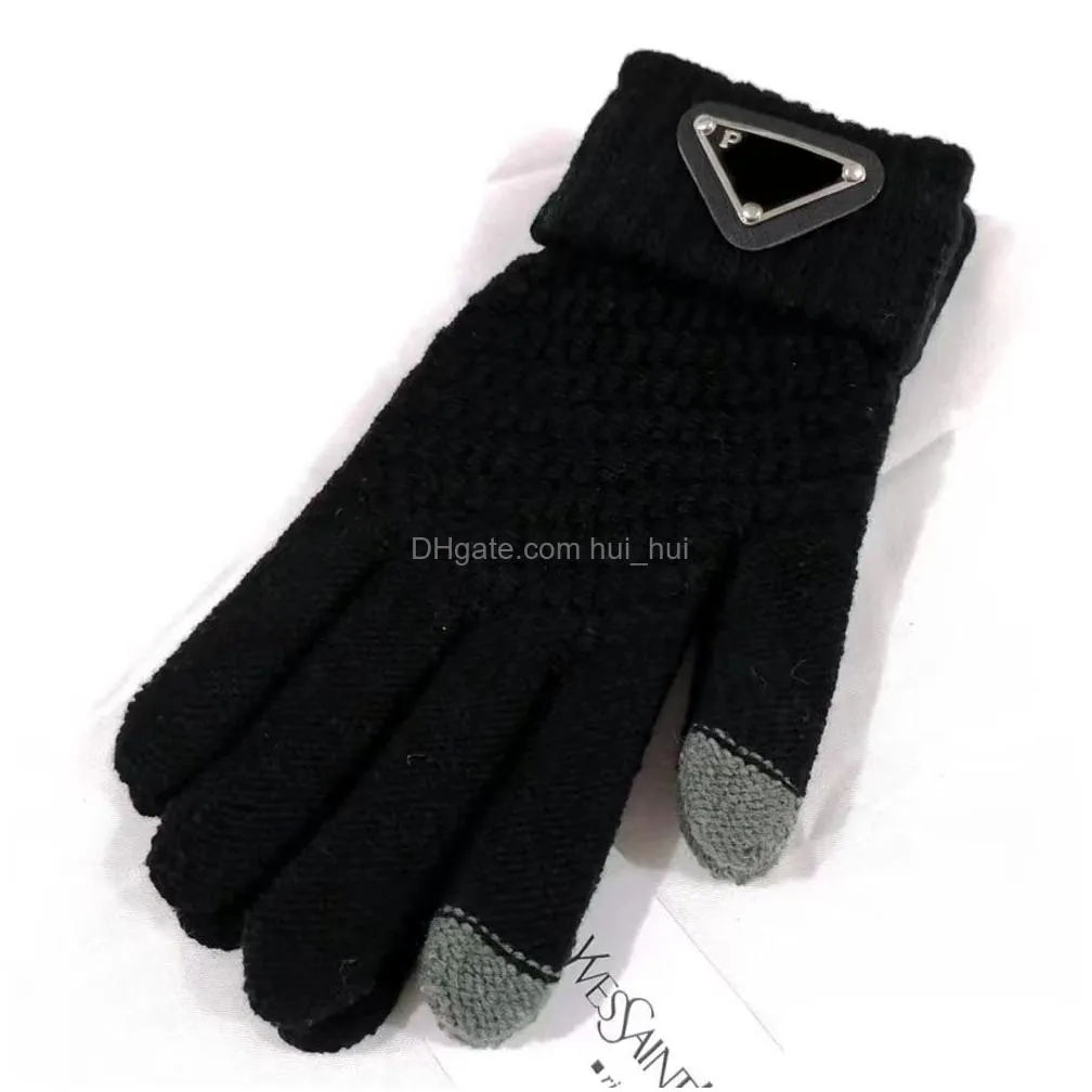 mens womens five fingers gloves fashion designer brand letter printing thicken keep warm glove winter outdoor sports pure cotton high quality