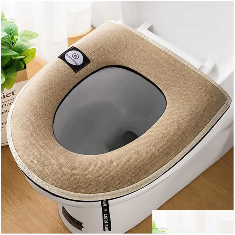 toilet seat covers universal toilet seat cover winter warm soft wc mat bathroom washable removable zipper with flip lidhandle waterproof