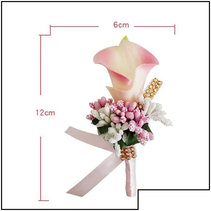 Wedding Flowers Wedding Groom Groomsman Boutonniere Artificial Flower Cor Man Suit Brooch Clipon For Bridal Party Decoration Drop De