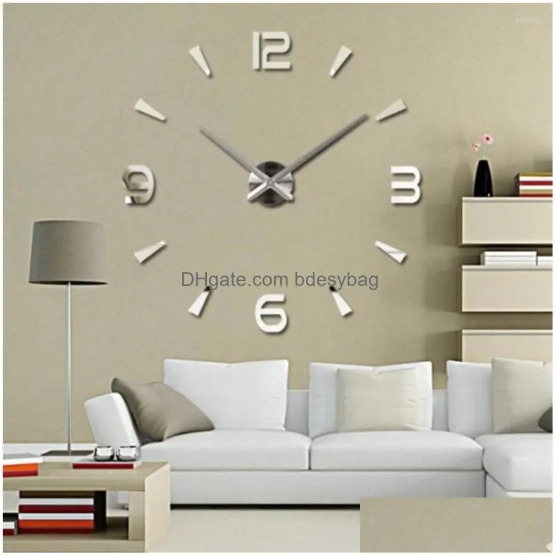 Wall Clocks Wall Clocks Acrylic Clock 3D Replacement Detachable Self-Adhesive Analog Stylish Quiet Running Household Office Living Roo Dhf8I