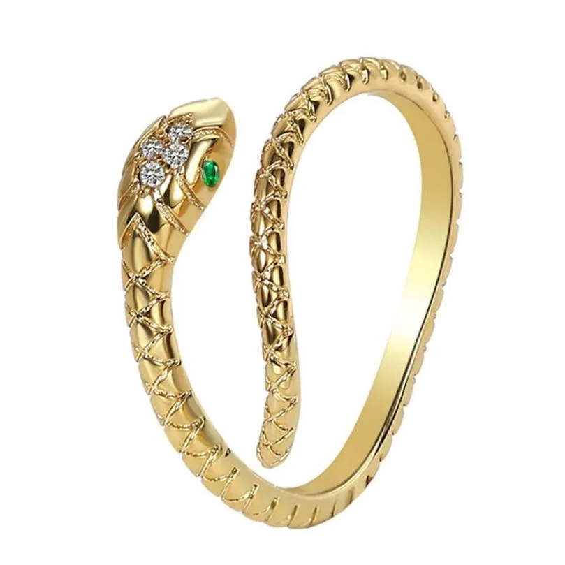 Band Rings Snake Band Ring For Women Adjustable Zircon Animal Serpent Rings Punk Jewelry Drop Delivery Jewelry Ring Dhopy