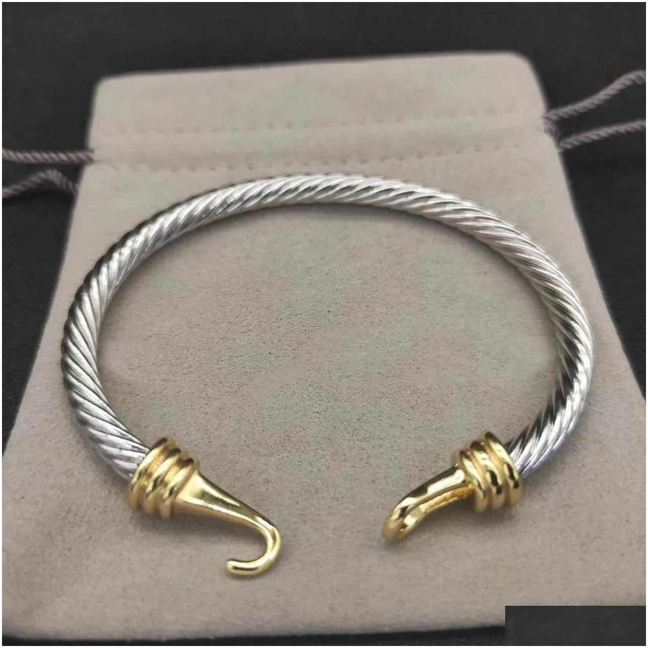 Bangle Diamond Bracelet Dy Bracelets Luxury Jewelry Woman Men Sier Gold Pearl Head Stone X Shaped Cuff Fashion Jewelrys Designers Part Dhqsw