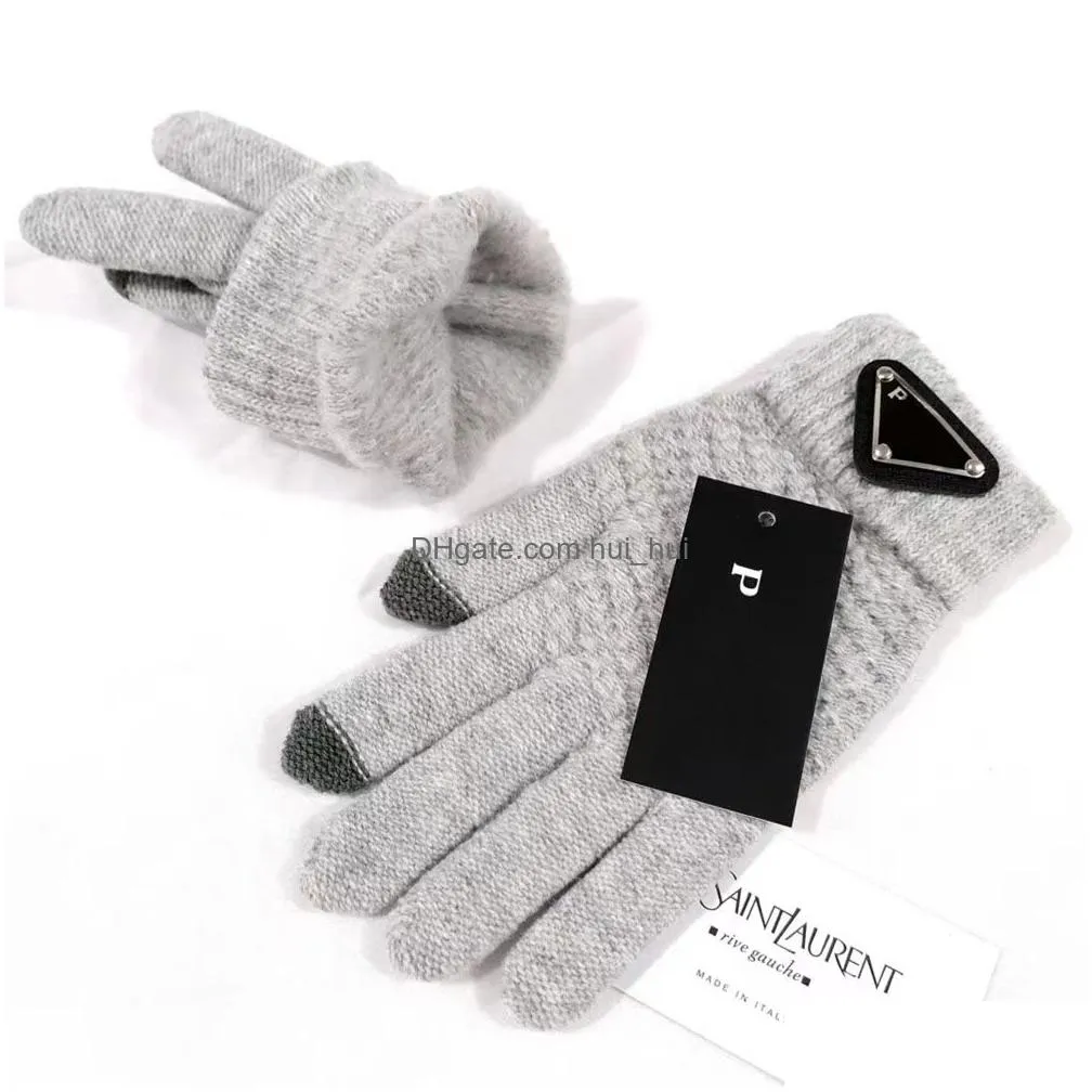 mens womens five fingers gloves fashion designer brand letter printing thicken keep warm glove winter outdoor sports pure cotton high quality