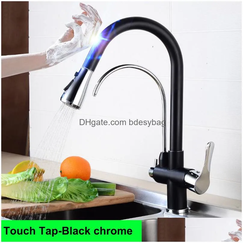 Kitchen Faucets Kitchen Faucets Smart Touch Filter Solid Brass Pl Out Mixer Tap Dual Handle Cold Water Taps Sensor Faucet Drop Deliver Dhnrd