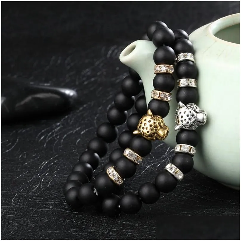 Beaded Black Lava Stones Strands Beaded Bracelets Natural Stone Beads Bracelet Fashion Jewelry Drop Delivery Jewelry Bracelets Dhtdi