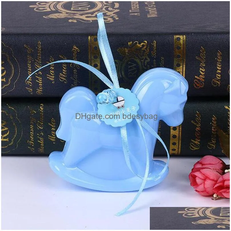 lovely plastic horse shape birthday party baby shower candy boxes baptism decoration treat food box za4978