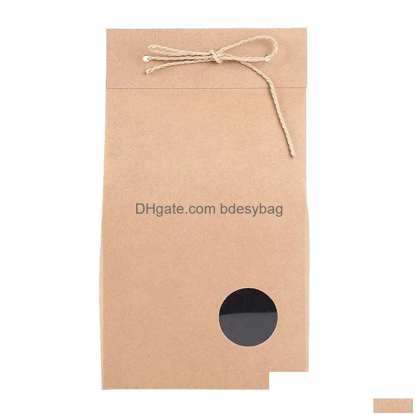 2 styles retro tea box kraft paper packaging box small packaging tea handbag with round window wholesale lx4274