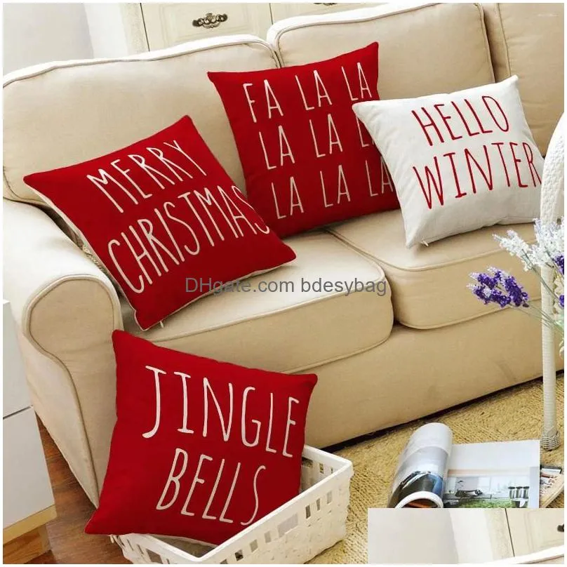 Cushion/Decorative Pillow Pillow Red Christmas Pillows Soft Ers For Living Room Sofa Couch Throw Decorative Pillowcase Bed Warm Color Dhzsg