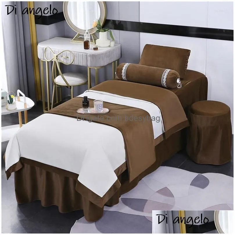 Bedding Sets Bedding Sets Crystal Veet Beauty Salon Set Bed Linen Sheet Mas Spa Bedskirt Stooler Pillow Quilt Er Custom Size Logo S Dr Dh8Lg