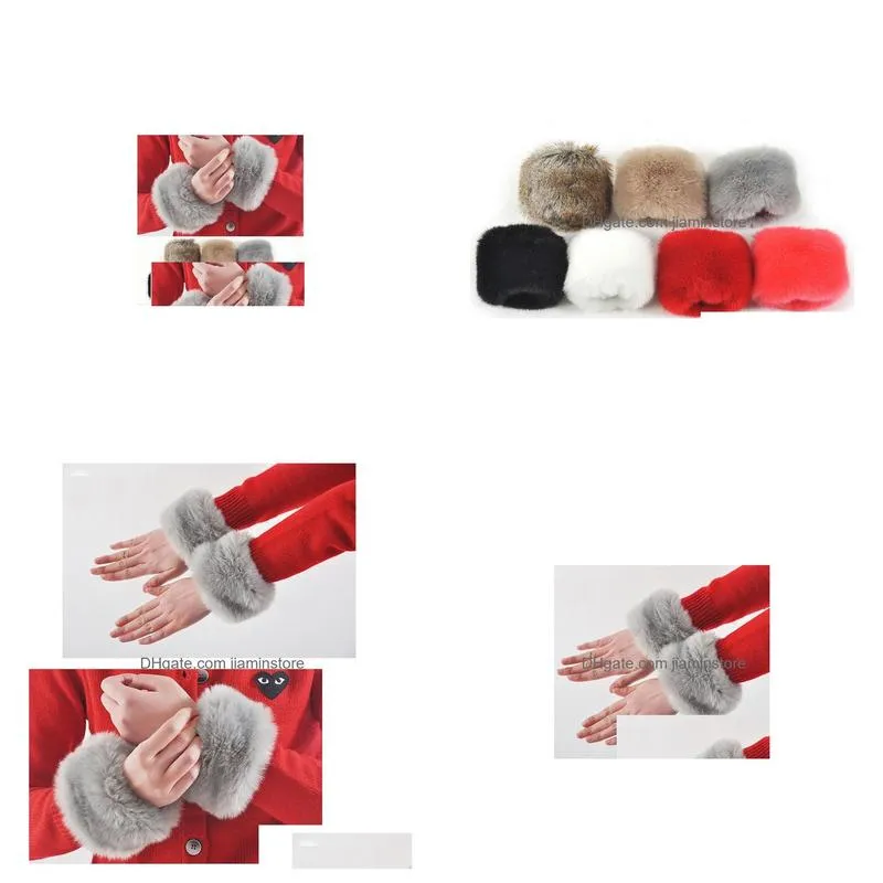 Fingerless Gloves Women Artificial Faux Fur Cuff Oversleeve Wrist Gloves Wristband Windproof Arm Warmer Sleeves Drop Delivery Fashion Dhrza