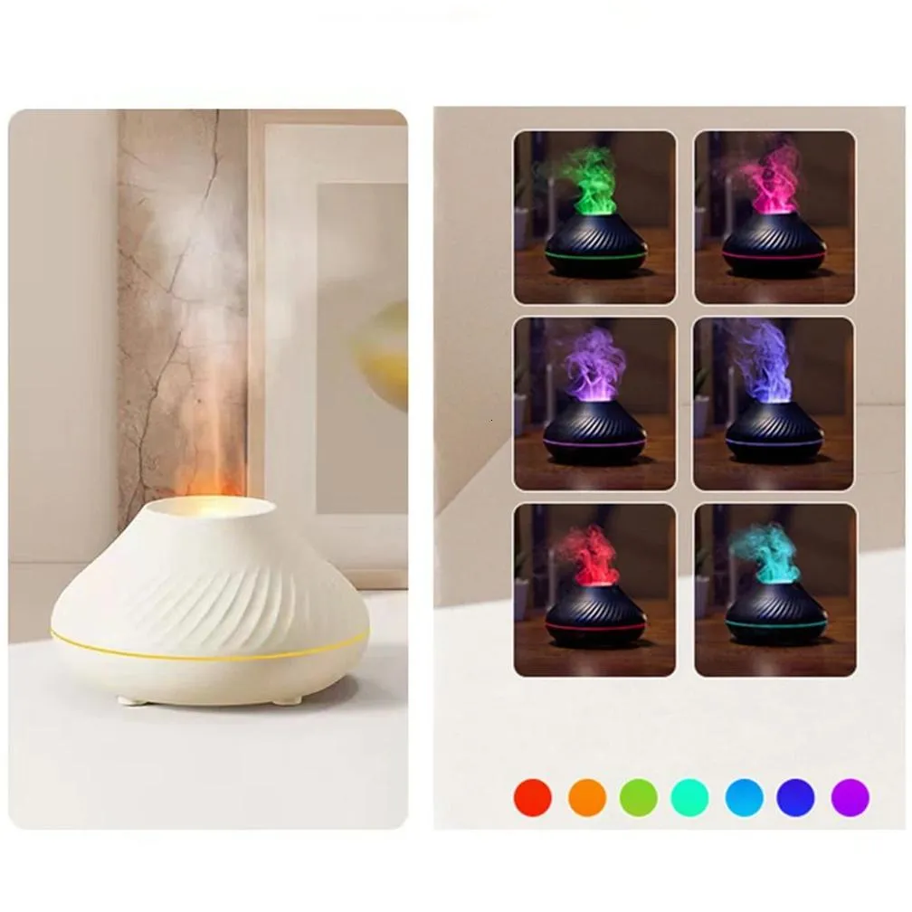 Decorative Objects & Figurines Decorative Objects Figurines Volcanic Flame Aroma Diffuser  Oil Lamp Use Electric Air Humidifi Otgkt