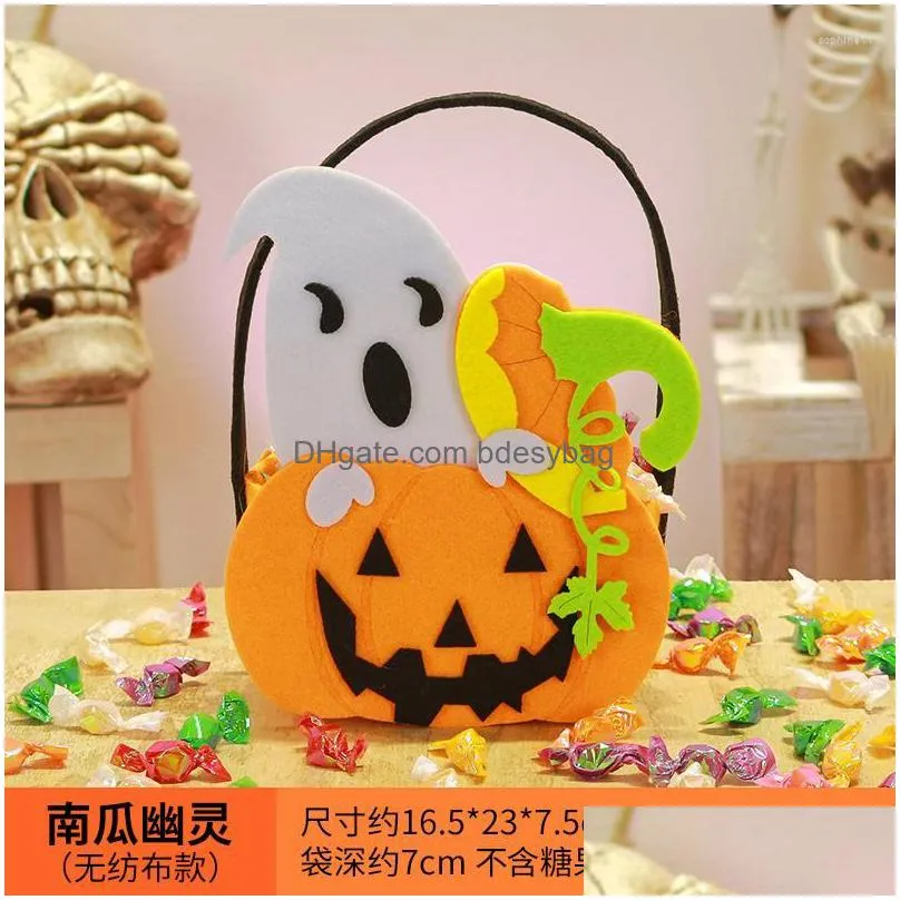 Gift Wrap Gift Wrap Halloween Pumpkin Bat Candy Bag Non Woven Handbag Trick Or Treat Packaging Bags Happy Ghost Festival Drop Delivery Dhe7Q