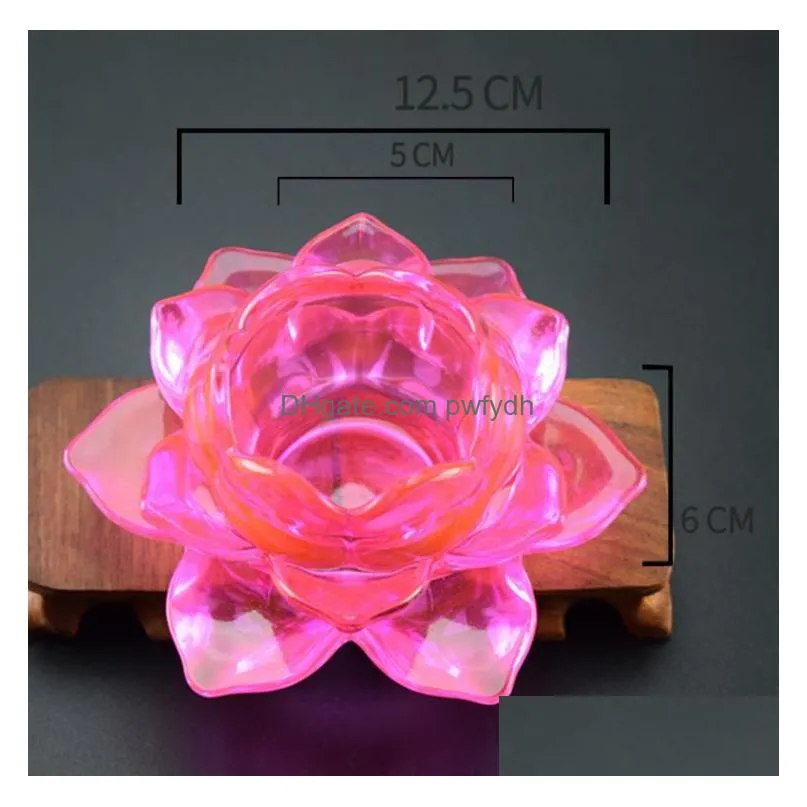 glass lotus flower candle holder high quality crystal tea light candlestick handmade buddhist crafts home decor sn5314