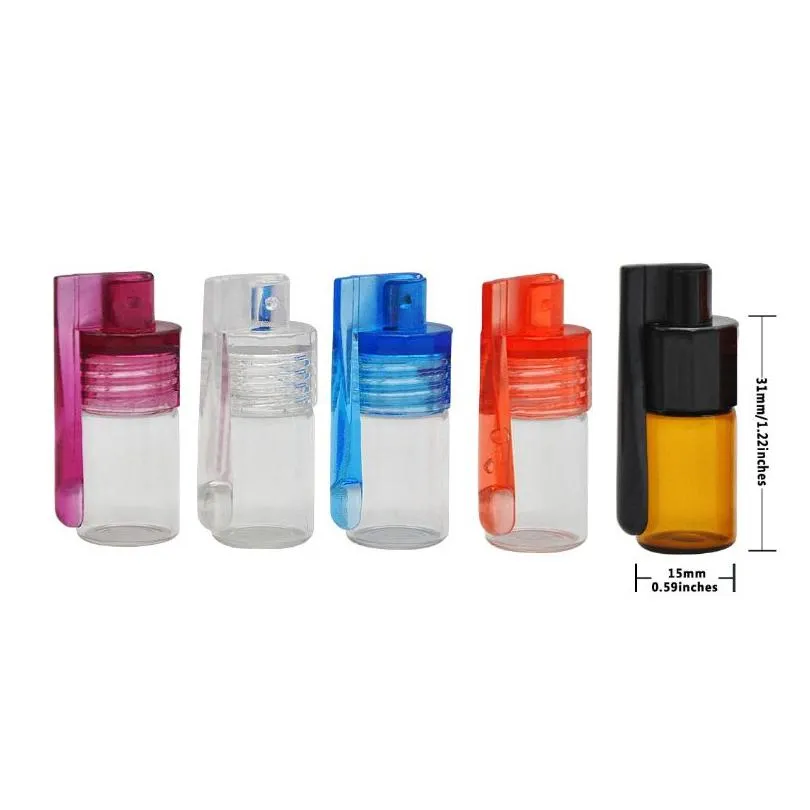Acrylic Smoking Snuff Bottle Case Containers Snorter Kit With Spoon Lid Portable Sniff Pocket Durable Snuffer Mix Color Snort Saver