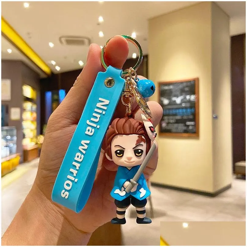 decompression toy designs keychain anime demon slayer cartoon car creative key pendant doll decoration bag pendant agatsuma zenitsu