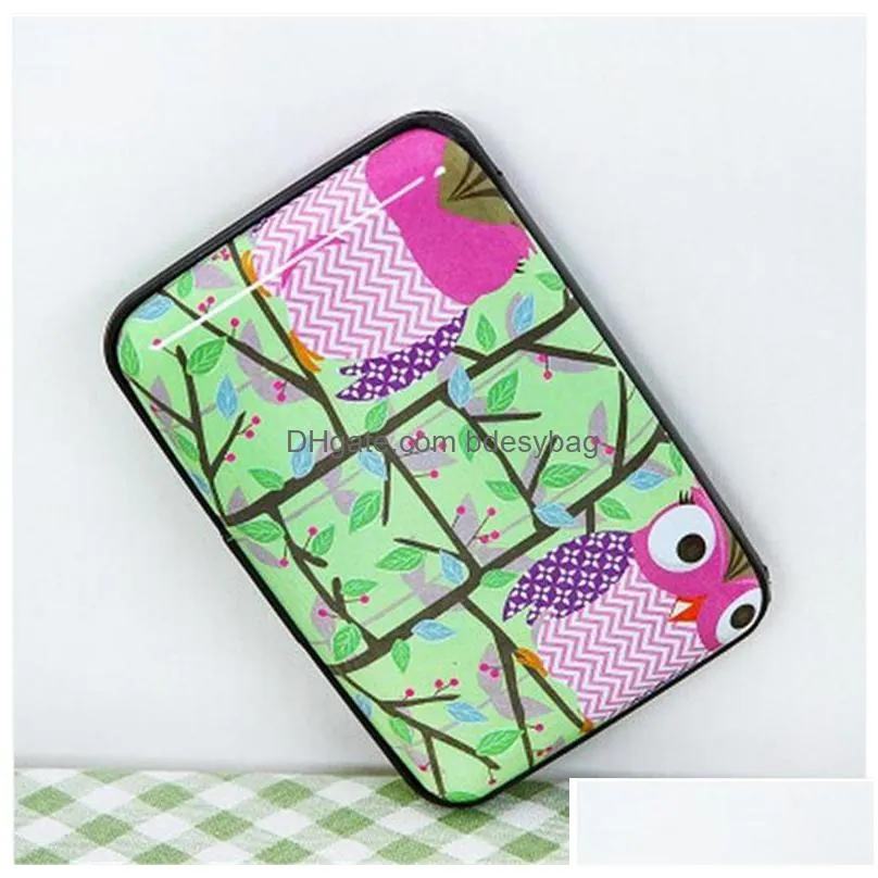 2017 cute owl printed wallet case credit card holder 7 cards slots theft proof with extra security layers lz0509