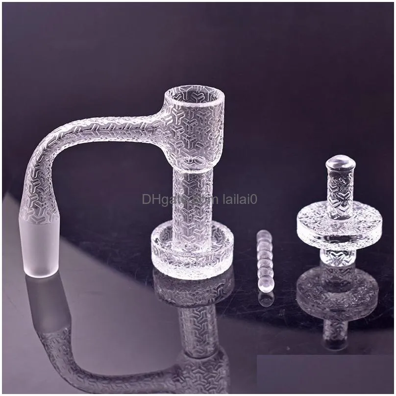 1pcs full weld auto spinner smoking engraved terp slurper blender quartz banger with cap pillar bottom yareone sandblasted 10mm 14mm 18mm male