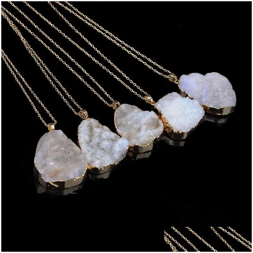 Pendant Necklaces Irregar Natural Stone Necklace Crystal Stones Pendant Necklaces For Women Girls Fashion Jewelry Gift Drop Delivery J Dhxxi