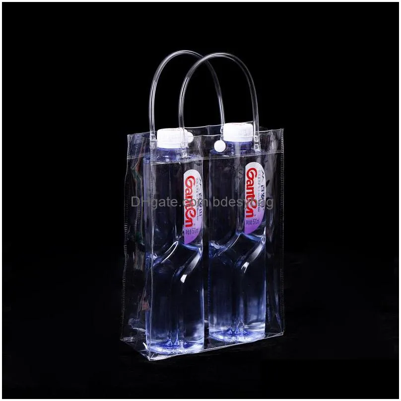 18 size pvc plastic gift bags with handle plastic wine packaging bags clear handbag party favors bag fashion pp bags with button