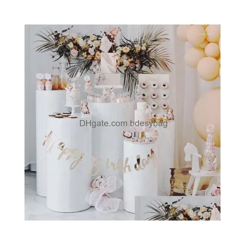 Party Decoration Party Decoration 5Pcs/Setcylinder Wedding Stand Display White Mental Cube Cylinder Plinths Set Yudao313 Drop Delivery Dh9Hw