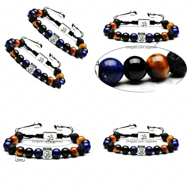 yoga braided rope bracelet natural stone lava rock beads bracelets womens handmade beaded bangle craft jewelry