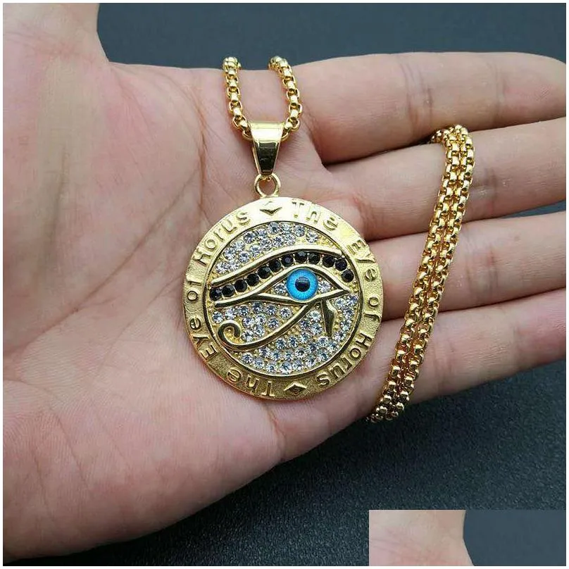 Pendant Necklaces The Eye Of Horus Necklace Stainless Steel Pendant Necklaces For Women Men Fashion Jewelry Drop Delivery Jewelry Neck Dhjae
